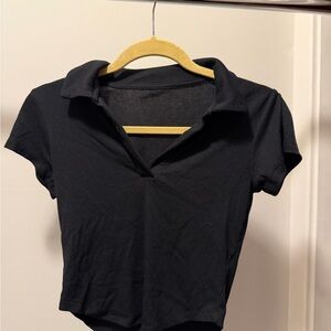 Old Navy Black Polo Crop Top